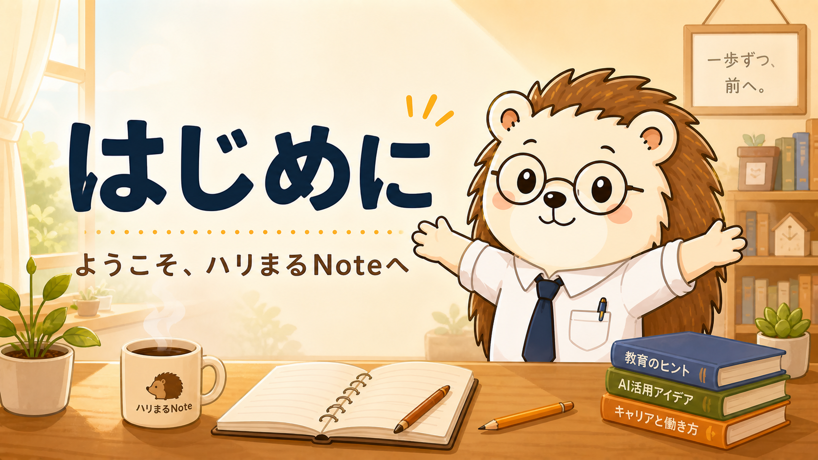 ハリまるNoteへようこそ。現役教員ハリまるが歓迎しているアイキャッチ画像